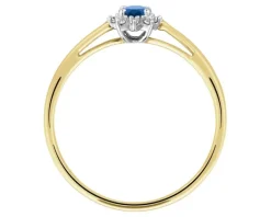 Pierścionek z żółtego i białego złota z diamentami i szafirem - próba 585