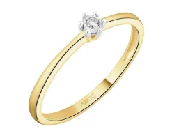 Pierścionek z żółtego i białego złota z brylantem - 0,02 ct - próba 375