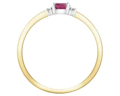 Pierścionek z żółtego i białego złota z diamentami i szafirem - próba 375