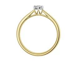 Pierścionek z żółtego i białego złota z brylantem - 0,08 ct - próba 585