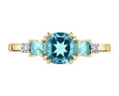 Pierścionek z żółtego i białego złota z brylantami i topazami - próba 585