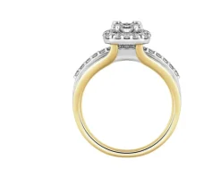 Pierścionek z żółtego i białego złota z diamentami - 0,67 ct - próba 585