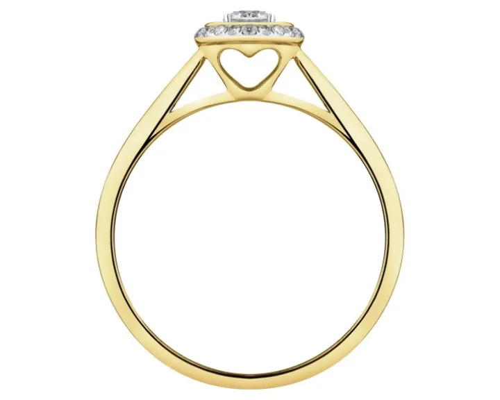 Pierścionek z żółtego i białego złota z brylantami - serce - 0,20 ct - próba 585