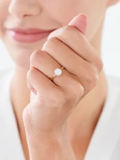 Pierścionek z żółtego i białego złota z brylantami - serce - 0,20 ct - próba 585