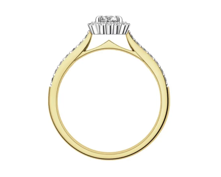 Pierścionek z żółtego i białego złota z brylantami - 0,44 ct - próba 585