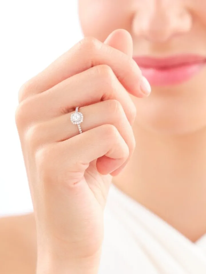 Pierścionek z żółtego i białego złota z brylantami - 0,44 ct - próba 585