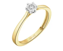 Pierścionek z żółtego i białego złota z brylantem - 0,05 ct - próba 585