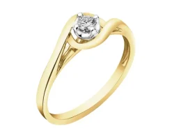 Pierścionek z żółtego i białego złota z brylantem - 0,07 ct - próba 585