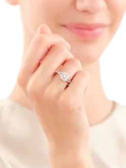 Pierścionek z żółtego i białego złota z diamentami - 0,40 ct - próba 585