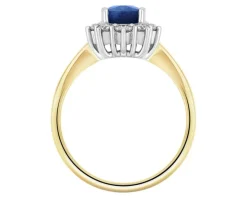 Pierścionek z żółtego i białego złota z brylantami i szafirem - próba 585