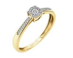 Pierścionek z żółtego i białego złota z diamentami - 0,09 ct - próba 585
