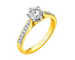 Pierścionek z żółtego i białego złota z brylantami - SI2/H - 0,85 ct - próba 585