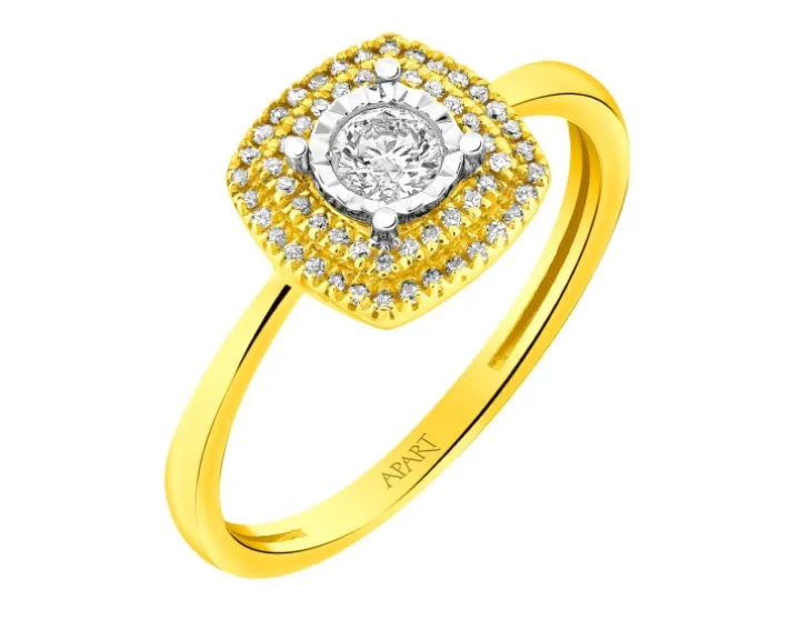 Pierścionek z żółtego i białego złota z diamentami - 0,23 ct - próba 585