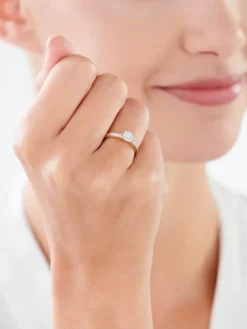 Pierścionek z żółtego i białego złota z brylantami - 0,21 ct - próba 585