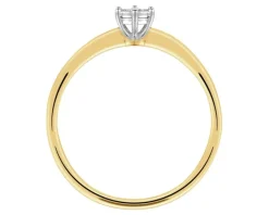 Pierścionek z żółtego i białego złota z brylantem - 0,02 ct - próba 375