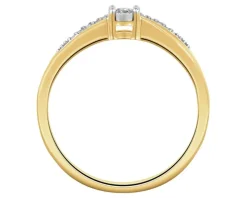 Pierścionek z żółtego i białego złota z diamentami - 0,08 ct - próba 585