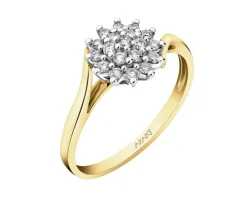 Pierścionek z żółtego i białego złota z brylantami - 0,25 ct - próba 585