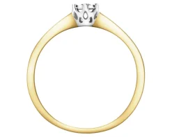 Pierścionek z żółtego i białego złota z brylantem - 0,05 ct - próba 585