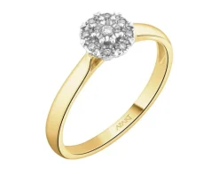 Pierścionek z żółtego i białego złota z diamentami - 0,05 ct - próba 375