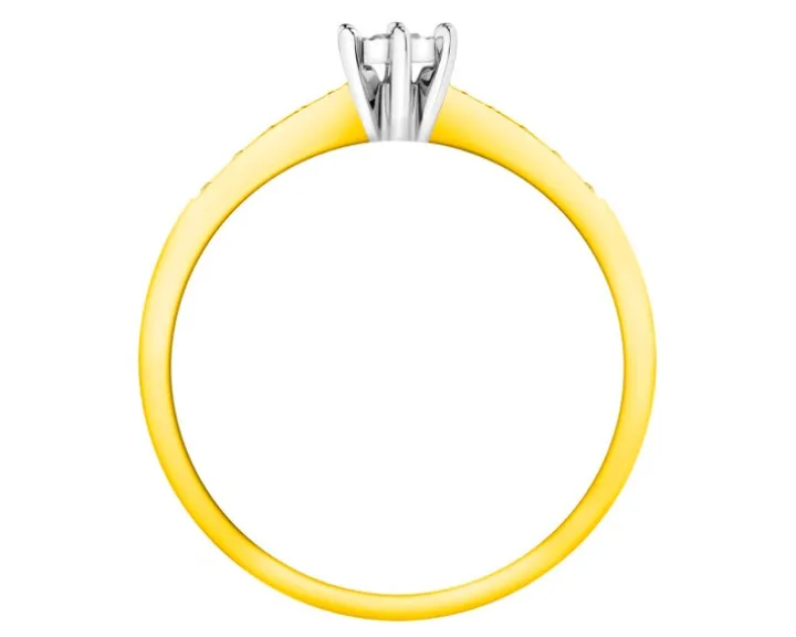Pierścionek z żółtego i białego złota z brylantami - 0,12 ct - próba 585
