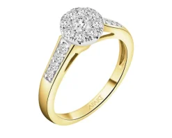 Pierścionek z żółtego i białego złota z brylantami - 0,61 ct - próba 585