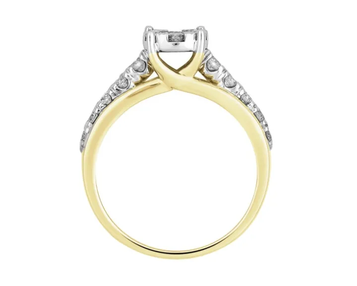 Pierścionek z żółtego i białego złota z brylantami - 0,75 ct - próba 585