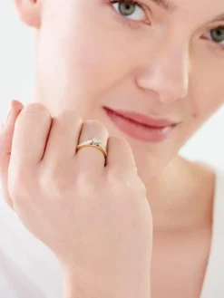 Pierścionek z żółtego i białego złota z brylantami - 0,25 ct - próba 585