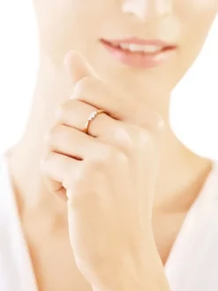 Pierścionek z żółtego i białego złota z brylantami - 0,14 ct - próba 585