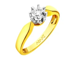 Pierścionek z żółtego i białego złota z brylantem - SI2/H - 0,37 ct - próba 585