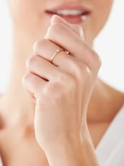 Pierścionek z żółtego i białego złota z brylantem - 0,02 ct - próba 585