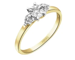 Pierścionek z żółtego i białego złota z brylantami - 0,10 ct - próba 585