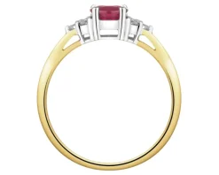 Pierścionek z żółtego i białego złota z brylantami i rubinem - próba 585
