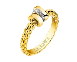 Pierścionek z żółtego i białego złota z brylantami - 0,05 ct - próba 750