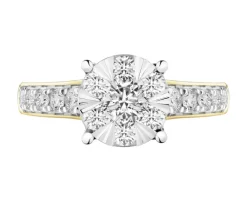 Pierścionek z żółtego i białego złota z brylantami - 0,75 ct - próba 585