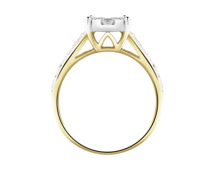 Pierścionek z żółtego i białego złota z brylantami - 0,75 ct - próba 585