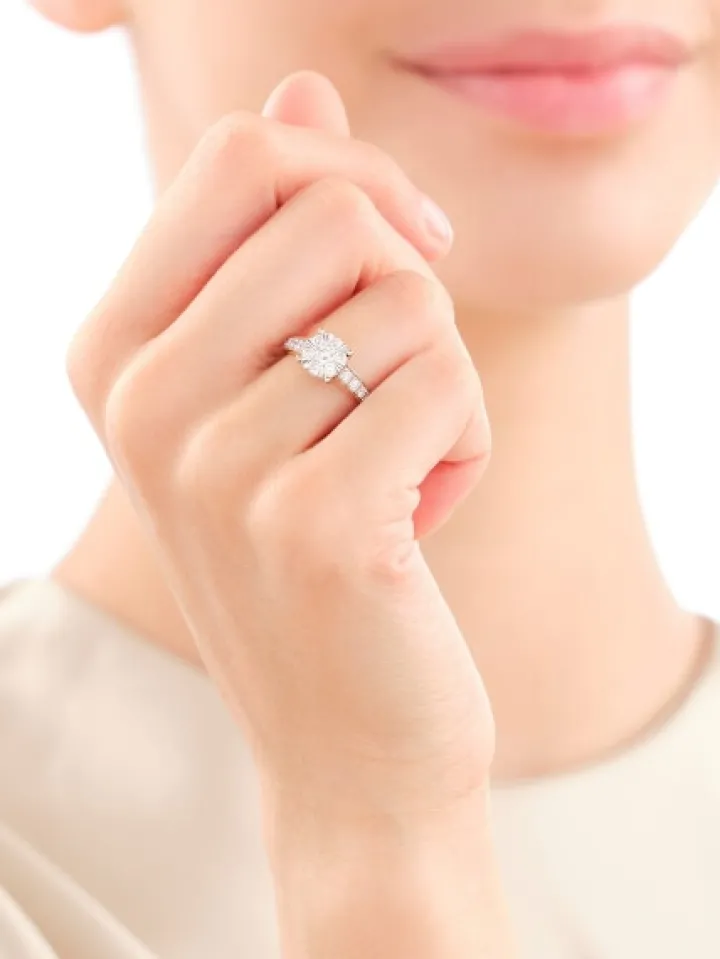 Pierścionek z żółtego i białego złota z brylantami - 0,75 ct - próba 585