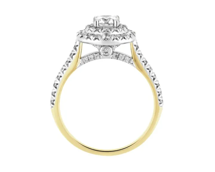 Pierścionek z żółtego i białego złota z brylantami - SI2/H - 1,03 ct - próba 585