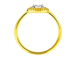 Pierścionek z żółtego i białego złota z diamentami - 0,22 ct - próba 585