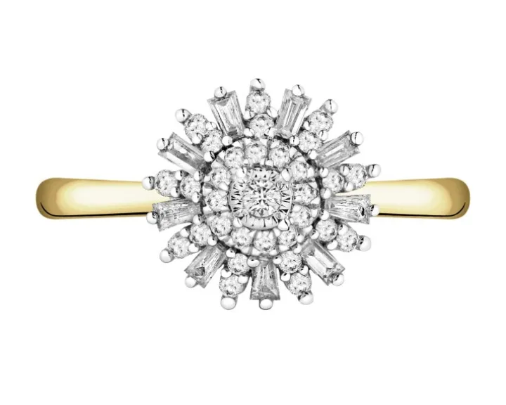 Pierścionek z żółtego i białego złota z diamentami - 0,25 ct - próba 585