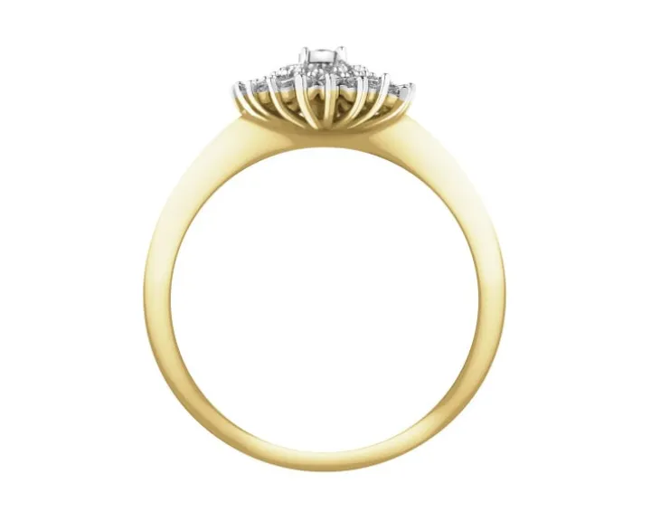 Pierścionek z żółtego i białego złota z diamentami - 0,25 ct - próba 585