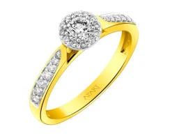 Pierścionek z żółtego i białego złota z brylantami - 0,35 ct - próba 585