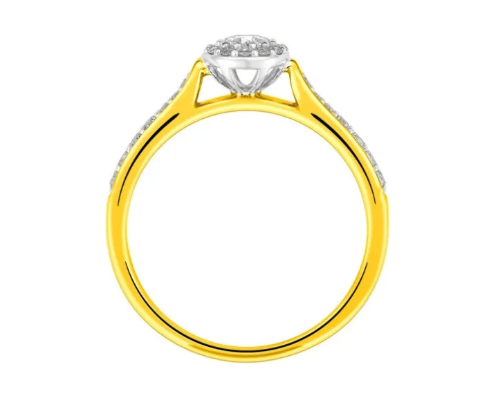 Pierścionek z żółtego i białego złota z brylantami - 0,35 ct - próba 585