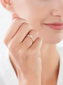 Pierścionek z żółtego i białego złota z brylantami - 0,35 ct - próba 585