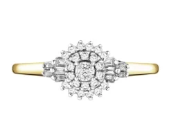 Pierścionek z żółtego i białego złota z diamentami - 0,23 ct - próba 585