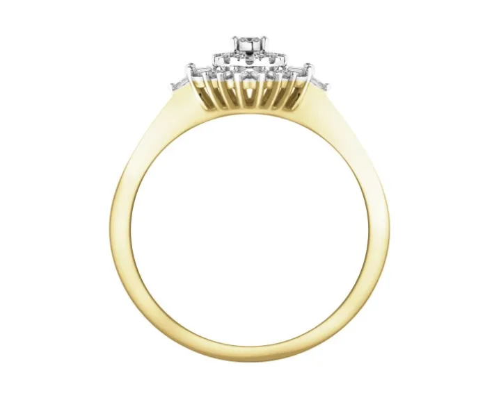 Pierścionek z żółtego i białego złota z diamentami - 0,23 ct - próba 585