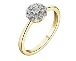 Pierścionek z żółtego i białego złota z brylantami - 0,15 ct - próba 585