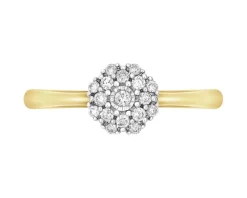 Pierścionek z żółtego i białego złota z brylantami - 0,15 ct - próba 585