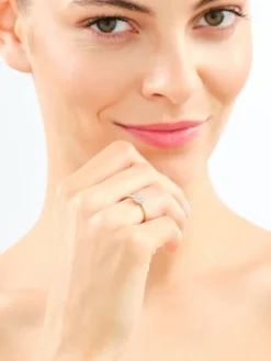 Pierścionek z żółtego i białego złota z brylantami - 0,15 ct - próba 585