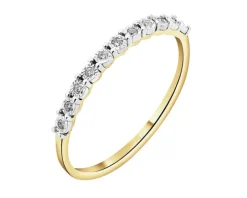 Pierścionek z żółtego i białego złota z diamentami - 0,04 ct - próba 585