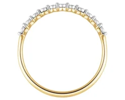 Pierścionek z żółtego i białego złota z diamentami - 0,04 ct - próba 585